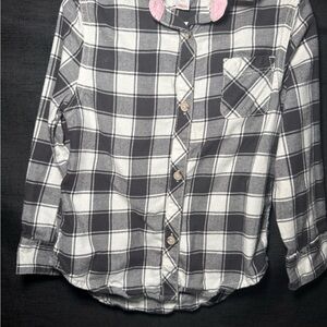 Cat & Jack Black and White Plaid Button-Down Shirt